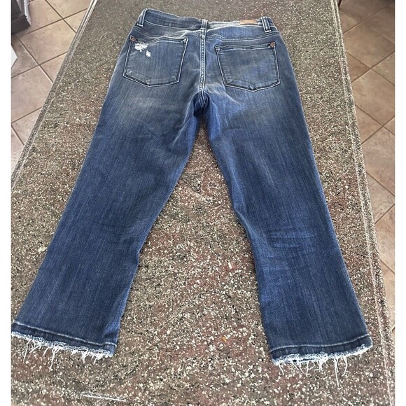 Judy Blue Jeans Women's 5/27 raw Hem Skinny Fit CROPPED Distressed mint - Picture 2 of 12
